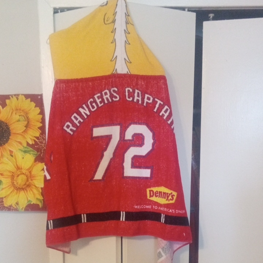 "Rare" Kids Red Rangers Captain 72 Towel Hoodie with Denny's Logo